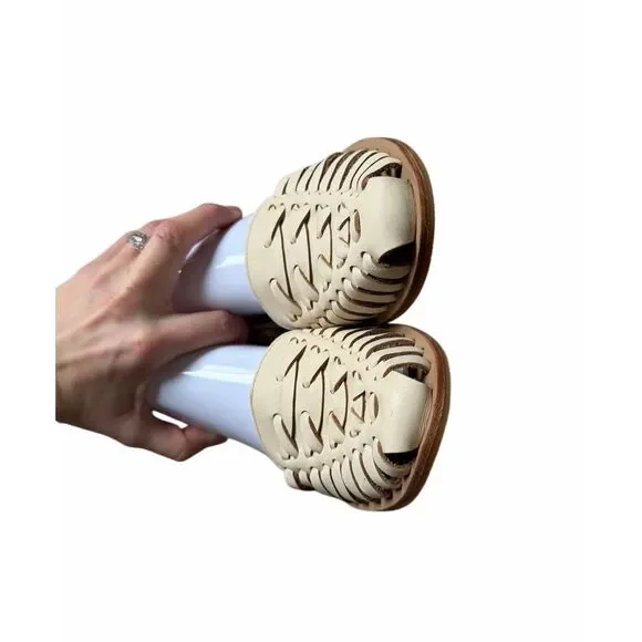 Anthropologie Nisolo Sandals Flats Huarache Woven Leather Boho Cream 8 - Picture 8 of 10